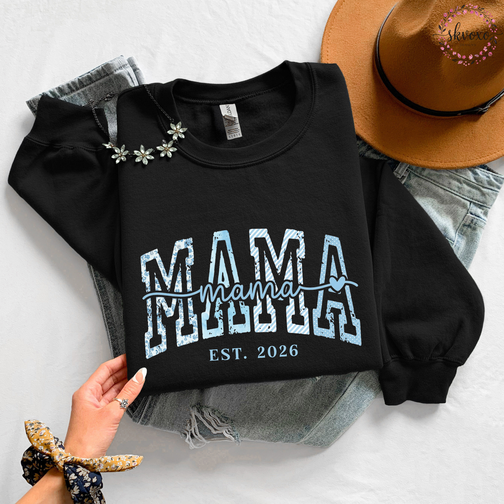 Mama Est. Sweatshirt, Cozy New Mom Pullover, Personalized Mom Sweater, New Mama Outfit, Pregnancy Announcement Clothing, Mother's Day Gifts