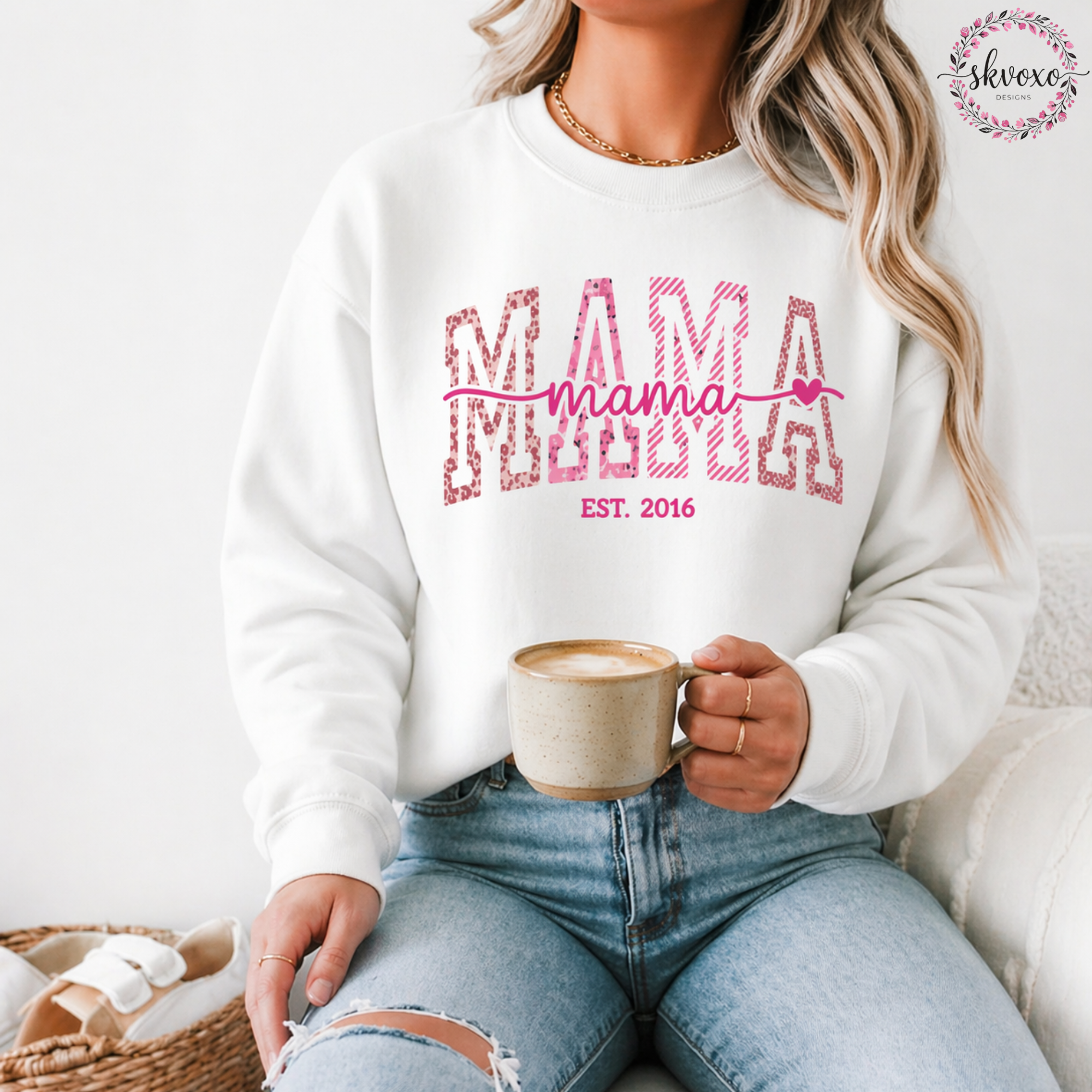 Custom Mama Est. Sweatshirt, Personalize Est. Year, Mothers Day Gift, Gift for Her, Pregnancy Announcement, New Mom Gift