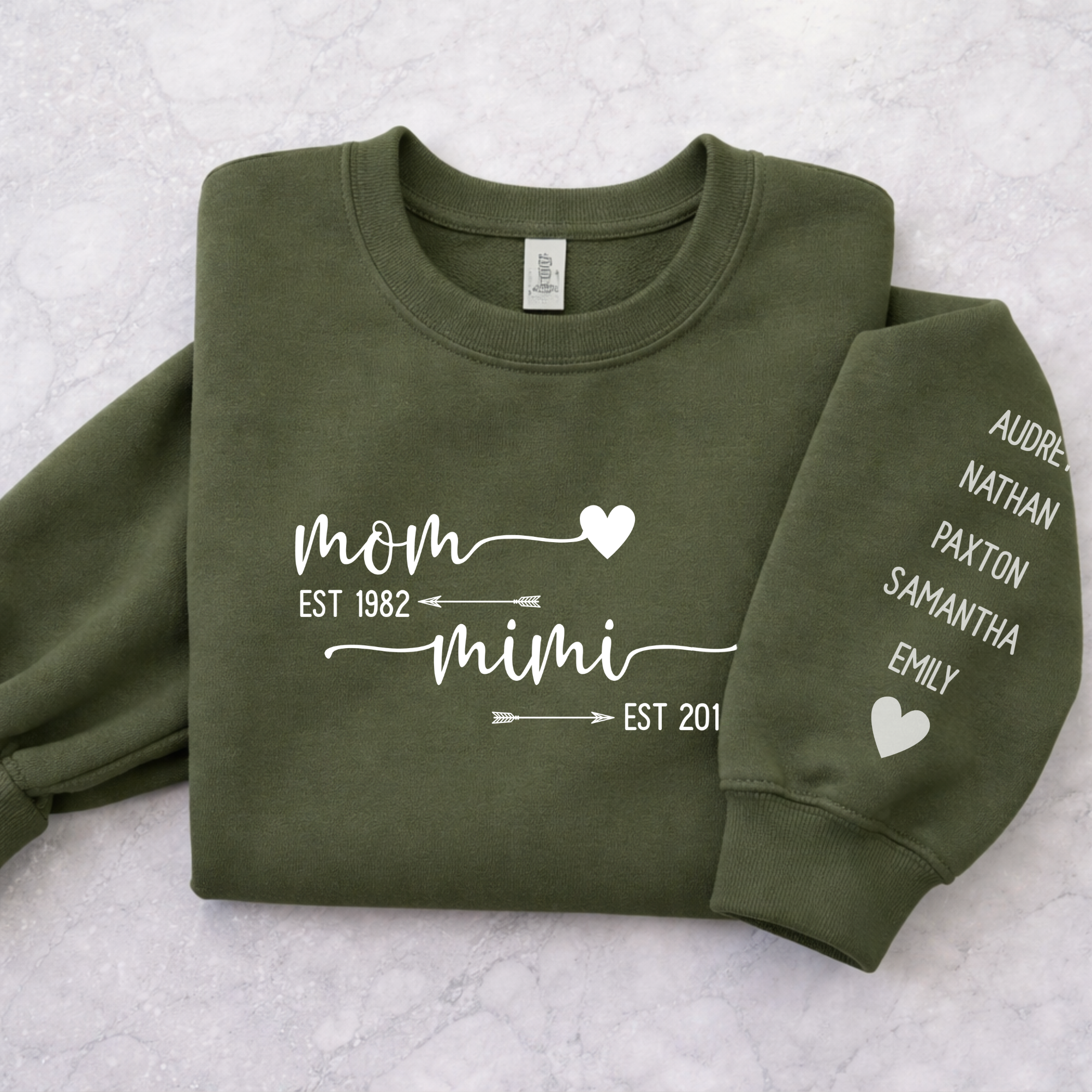 Custom Grandma Est. Crewneck Sweatshirt, Custom Mimi Sweatshirt, Personalized Kids Names Sleeve, Mothers Day Gift, Gift for Her